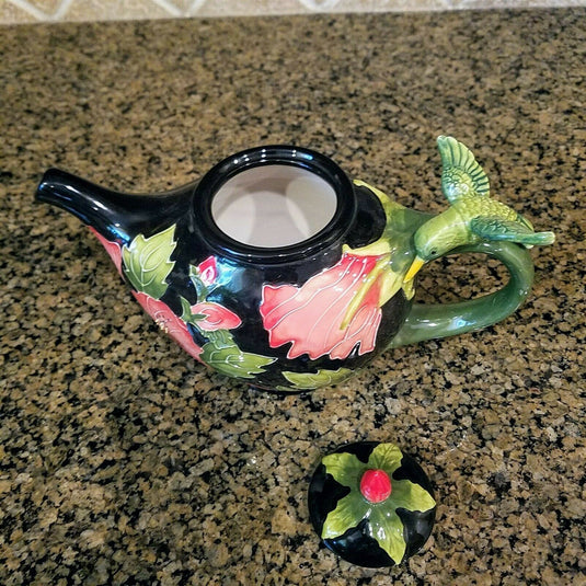 Hibiscus Teapot Ceramic Kitchen Decorative Collectable Blue Sky Goldminc