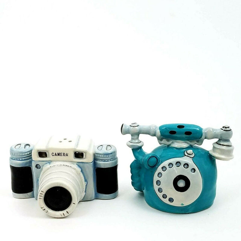 Load image into Gallery viewer, Salt Pepper Set Telephone and Camera Collectible Decorative Heather Goldminc
