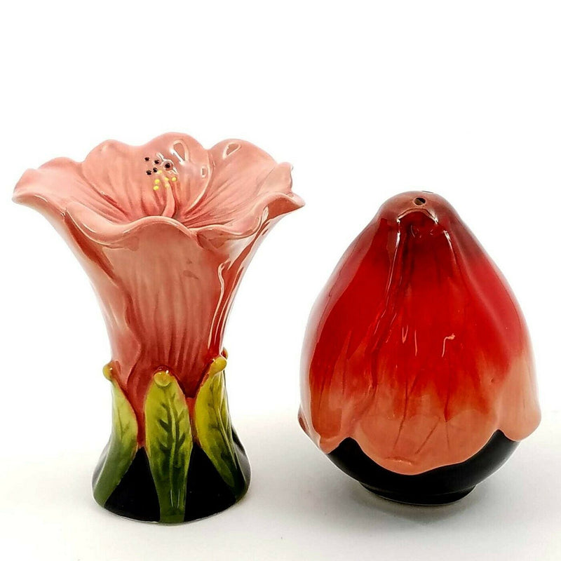 Load image into Gallery viewer, Salt Pepper Set Hibiscus Flowers Collectible Decorative Heather Goldminc New

