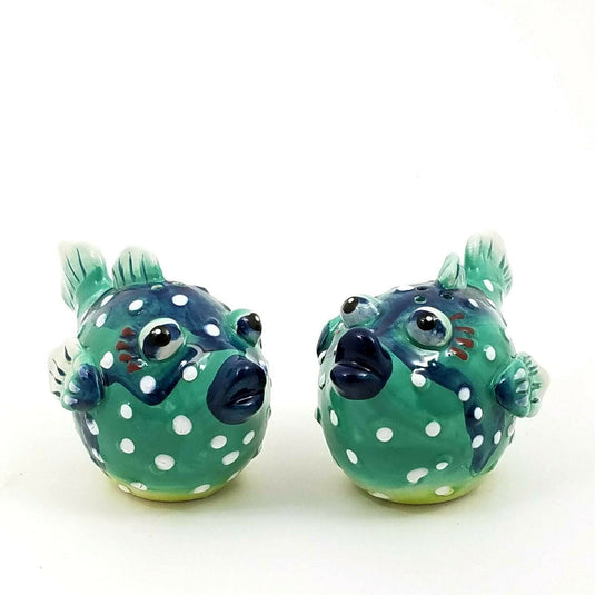 Salt Pepper Set Puffer Fish Collectible Decorative Heather Goldminc Blue Sky