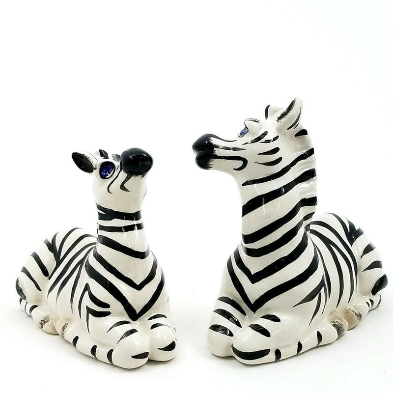 Load image into Gallery viewer, Salt Pepper Set Zebra Collectible Decorative Heather Goldminc Blue Sky Clayworks
