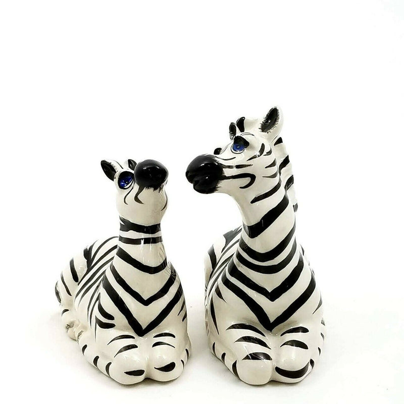 Load image into Gallery viewer, Salt Pepper Set Zebra Collectible Decorative Heather Goldminc Blue Sky Clayworks
