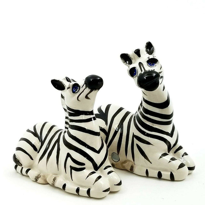 Load image into Gallery viewer, Salt Pepper Set Zebra Collectible Decorative Heather Goldminc Blue Sky Clayworks
