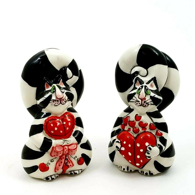 Load image into Gallery viewer, Salt Pepper Set Clancey Hearts Collectible Decorative Blue Sky Clayworks
