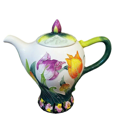 Tulip Teapot Ceramics Kitchen Floral Collectable by Blue Sky Heather Goldminc