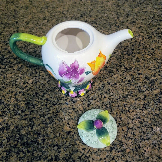 Tulip Teapot Ceramics Kitchen Floral Collectable by Blue Sky Heather Goldminc