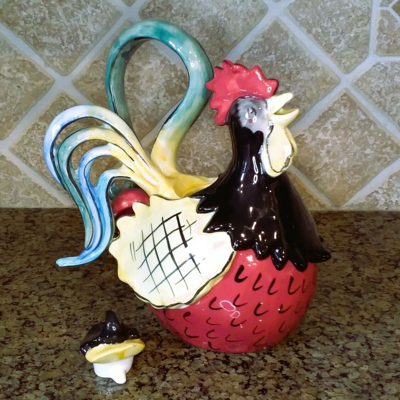 Load image into Gallery viewer, Alberto Alto Rooster Teapot Farm Animal Cermics Tea Pot Home Décor by Blue Sky
