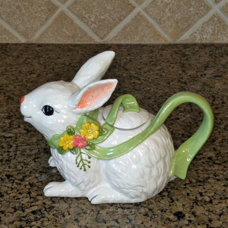 Load image into Gallery viewer, Blossom Bunny Teapot Decorative Kitchen Home Decor Blue Sky Clayworks
