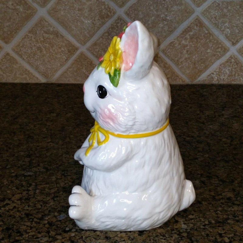 Load image into Gallery viewer, Floral Bunny Treat Jar Decorative Easter Home Décor Blue Sky Clayworks

