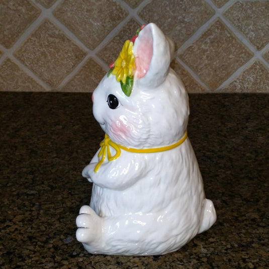 Floral Bunny Treat Jar Decorative Easter Home Décor Blue Sky Clayworks
