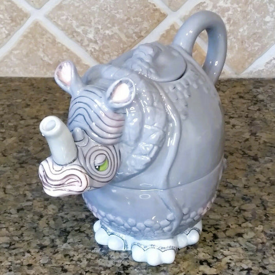 Rhino Tea For One Teapot Decorative Kitchen Home Decor Blue Sky Clayworks