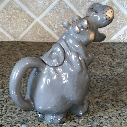 Hippo Teapot Collectible Decorative Home Decor Blue Sky Clayworks