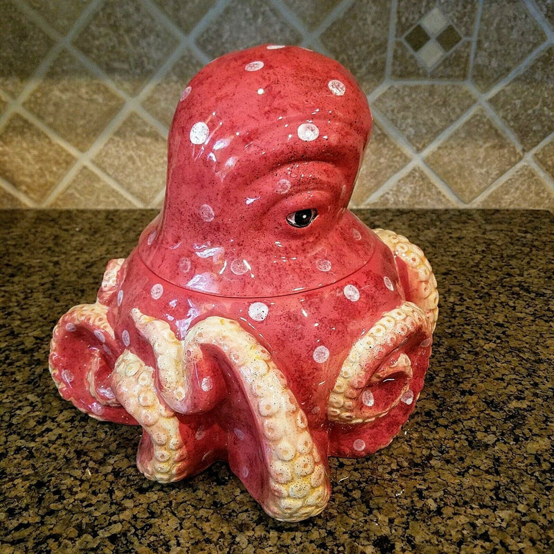 Load image into Gallery viewer, Octopus Cookie Jar Canister Blue Sky Clayworks Heather Goldminc Kitchen Decor
