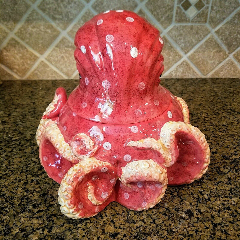 Load image into Gallery viewer, Octopus Cookie Jar Canister Blue Sky Clayworks Heather Goldminc Kitchen Decor
