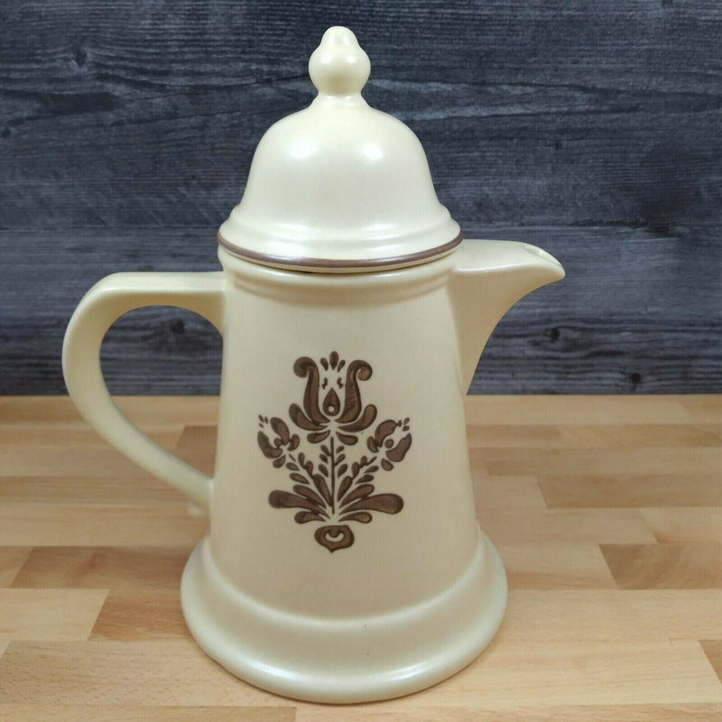 Load image into Gallery viewer, Pfaltzgraff Village Teapot with Lid Cream &amp; Brown Ceramics USA Castle Mark 6-550
