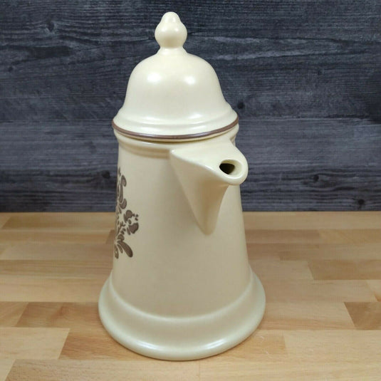 Pfaltzgraff Village Teapot with Lid Cream & Brown Ceramics USA Castle Mark 6-550