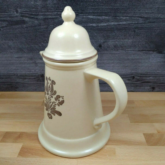 Pfaltzgraff Village Teapot with Lid Cream & Brown Ceramics USA Castle Mark 6-550
