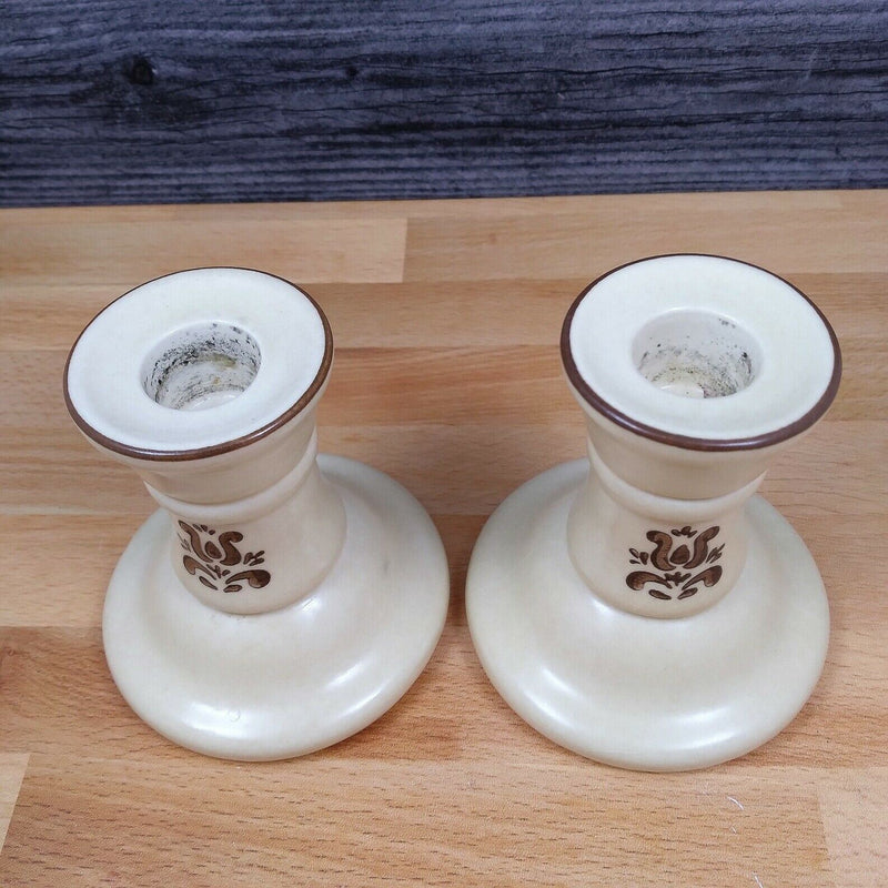 Load image into Gallery viewer, Pfaltzgraff Village Pattern Set of Two Candlesticks Candle Holders
