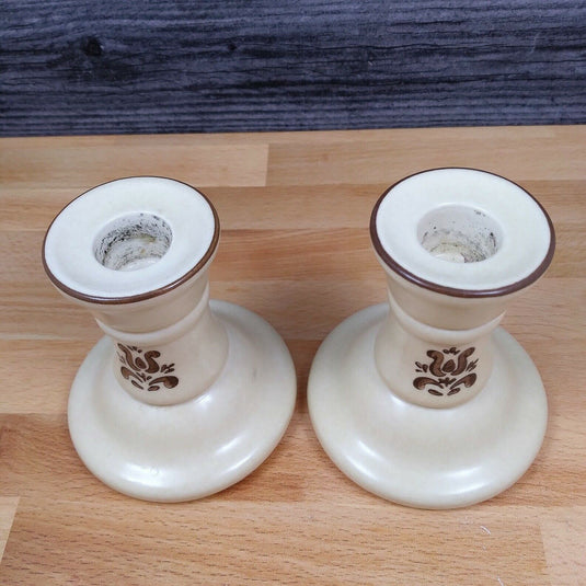 Pfaltzgraff Village Pattern Set of Two Candlesticks Candle Holders