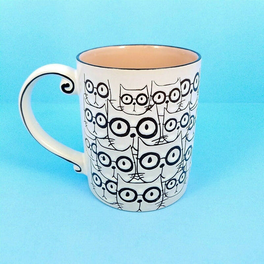 Cat Face Ceramic Coffee Mug Embossed Tea Cup 16oz (455ml) Spectrum By Blue Sky