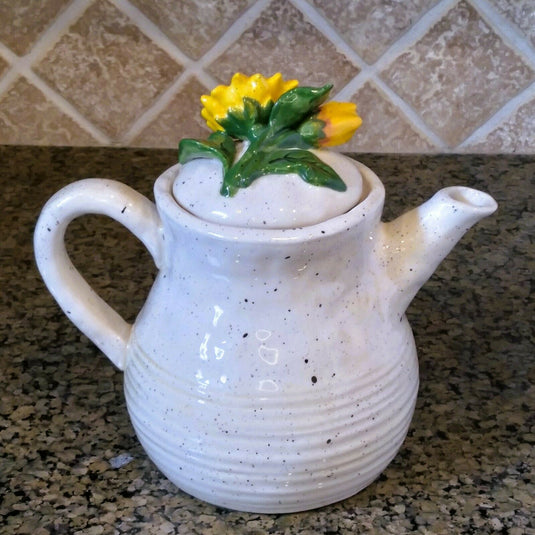 Sunflower Teapot Ceramics Floral Decor Collectable Tea Pot by Blue Sky Goldminc