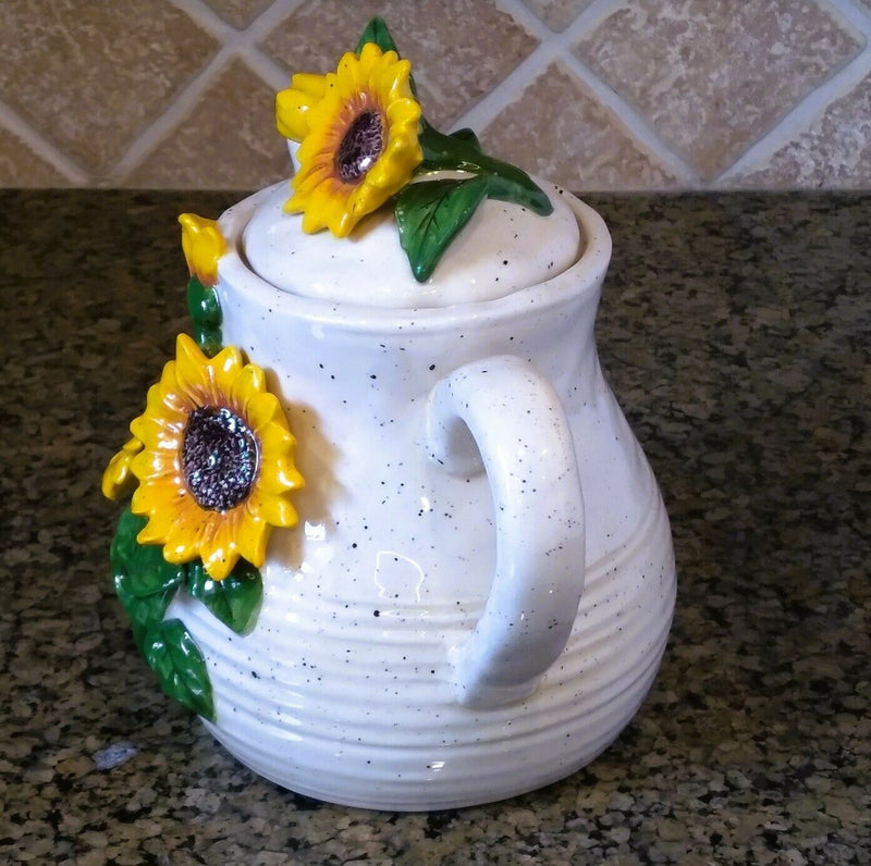 Load image into Gallery viewer, Sunflower Teapot Ceramics Floral Decor Collectable Tea Pot by Blue Sky Goldminc
