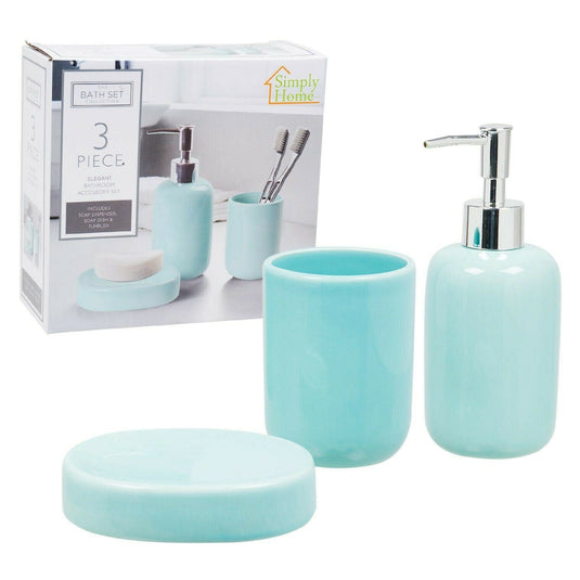 3 Piece Bathroom Accessory Set Green by Simply Home