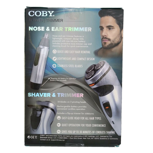 Coby 2 Piece Shaver and Nose or Ear Trimmer Cordless Set For Face And Body $24.99