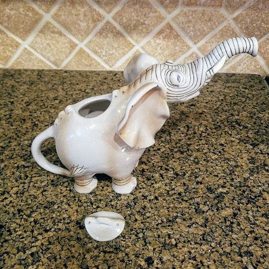 Elephant Teapot Ceramic Blue Sky Heather Goldminc Kitchen Decor