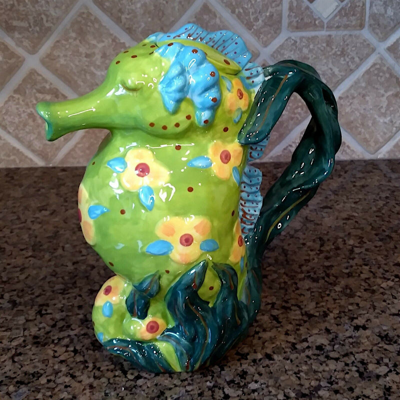Load image into Gallery viewer, Seahorse Teapot Decorative Kitchen Sea Life Decor Blue Sky By Diane
