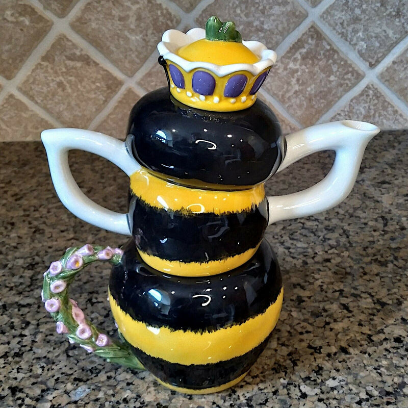 Load image into Gallery viewer, Jea with Queen Bee Tea for One Teapot Decorative Kitchen Home Décor Blue Sky
