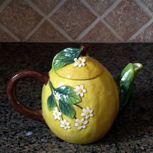 Lemon Floral Teapot Collectible Decorative Kitchen Home Décor by Blue Sky