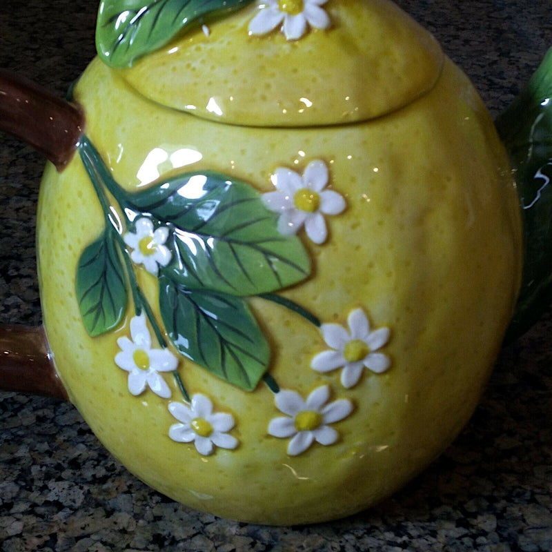 Load image into Gallery viewer, Lemon Floral Teapot Collectible Decorative Kitchen Home Décor by Blue Sky
