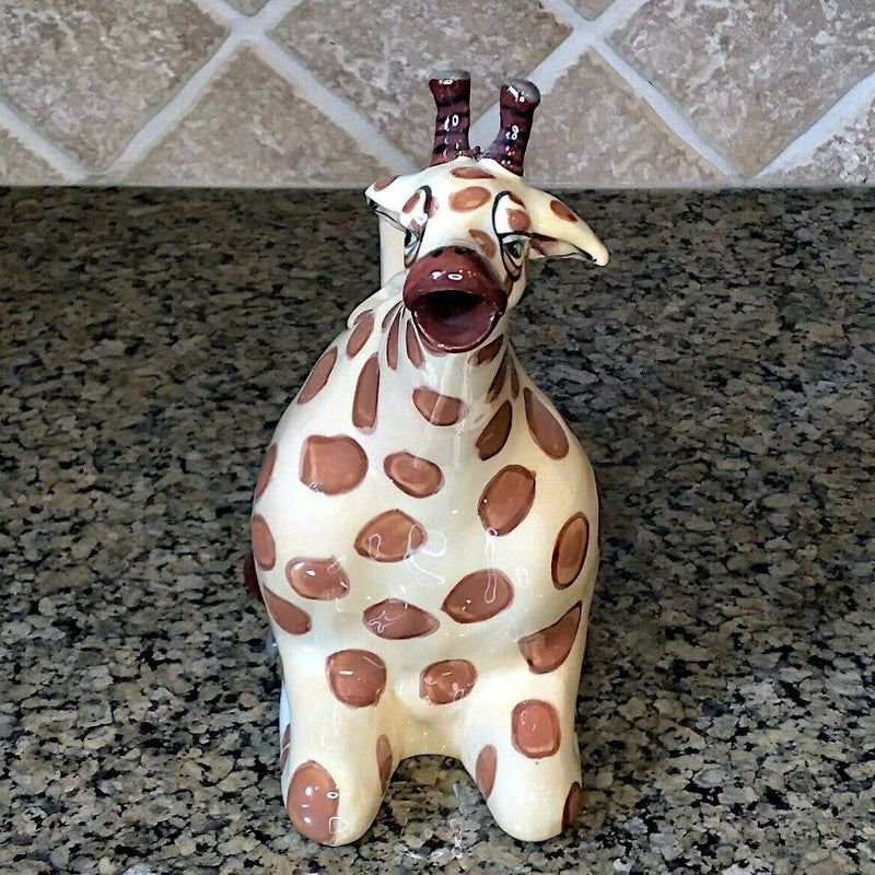 Load image into Gallery viewer, Giraffe Ceramics Teapot Collectible Animal Decor Blue Sky by Lynda Corneille
