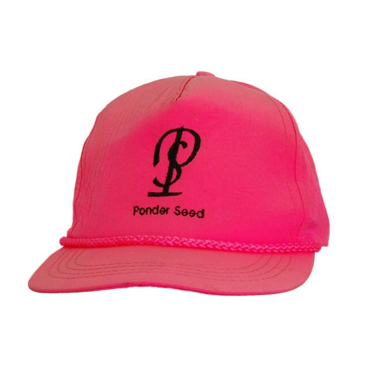 Ponder Seed Pink Farm Hat 5 Panel Ball Cap Adjustable Snapback