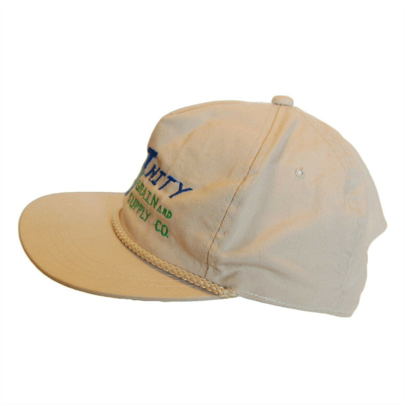 Load image into Gallery viewer, Unity Grain and Supply Co Hat 5 Panel Ball Cap Light Tan Snapback Adjustable
