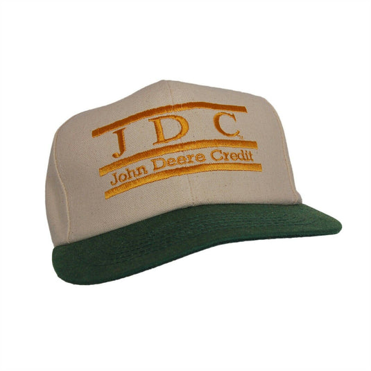 John Deere Credit Green Hat Farming 5 Panel Cap Snapback Green Brim Gold Letters