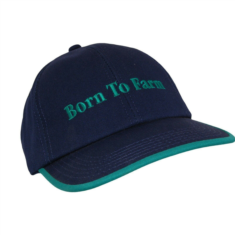 Load image into Gallery viewer, Born to Farm Hat 5 Panel Ball Cap Navy Blue and Green Adjustable Snapback
