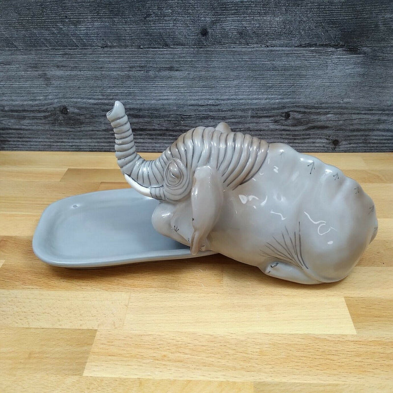 Load image into Gallery viewer, Elephant Butter Dish Ceramic by Blue Sky Lynda Corneille Kitchen Decorative
