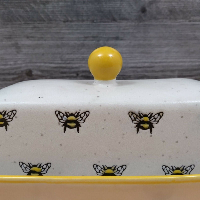 Load image into Gallery viewer, Honey Bee Butter Dish Ceramic by Blue Sky Kitchen Decorative
