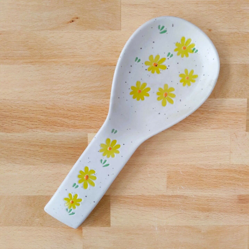 Load image into Gallery viewer, Daisy Flower Spoon Rest Ceramic by Blue Sky Kitchen Floral Decor
