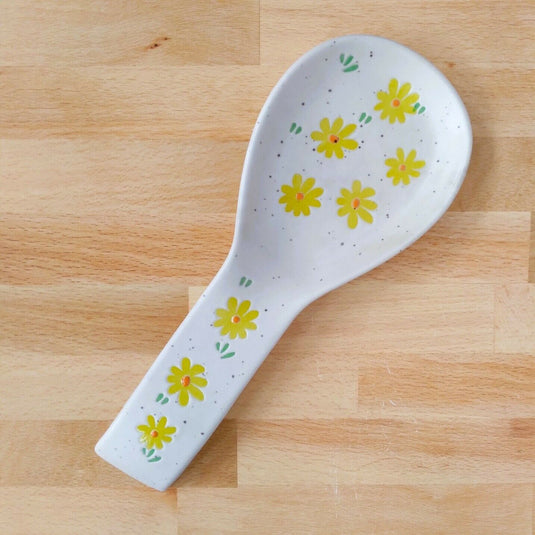 Daisy Flower Spoon Rest Ceramic by Blue Sky Kitchen Floral Decor
