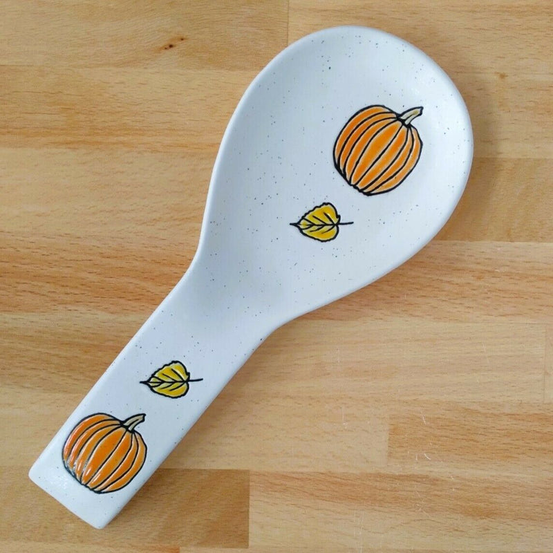 Load image into Gallery viewer, Pumpkin Spoon Rest Ceramic by Blue Sky Kitchen Autumn Thanksgiving Decor

