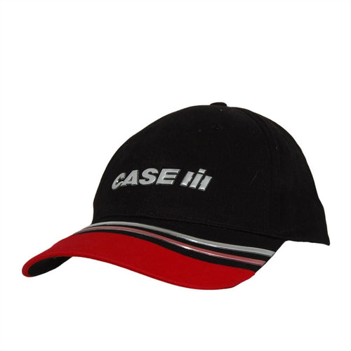 International Harvester Case Farm Hat 5 Panel Adjustable Ball Cap Black and Red