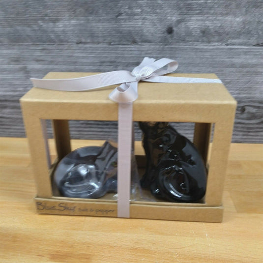 Black Cat Salt Pepper Set Collectible by Blue Sky Clayworks