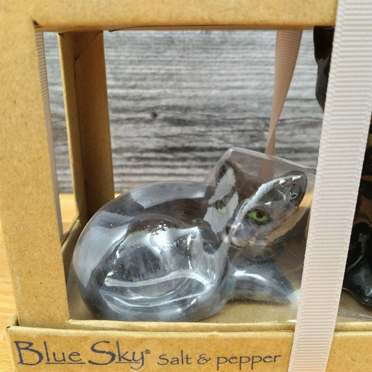 Black Cat Salt Pepper Set Collectible by Blue Sky Clayworks
