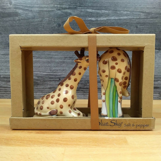 Giraffe Hagar Salt Pepper Set Ceramic Collectible by Blue Sky Clayworks
