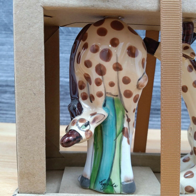 Load image into Gallery viewer, Giraffe Hagar Salt Pepper Set Ceramic Collectible by Blue Sky Clayworks
