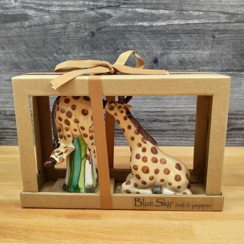 Load image into Gallery viewer, Giraffe Hagar Salt Pepper Set Ceramic Collectible by Blue Sky Clayworks
