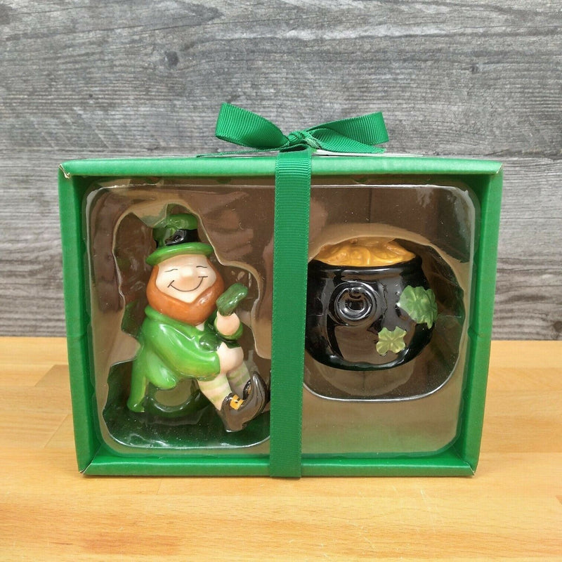 Load image into Gallery viewer, Saint Patrick&#39;s Day Salt Pepper Set Collectible by Blue Sky Clayworks
